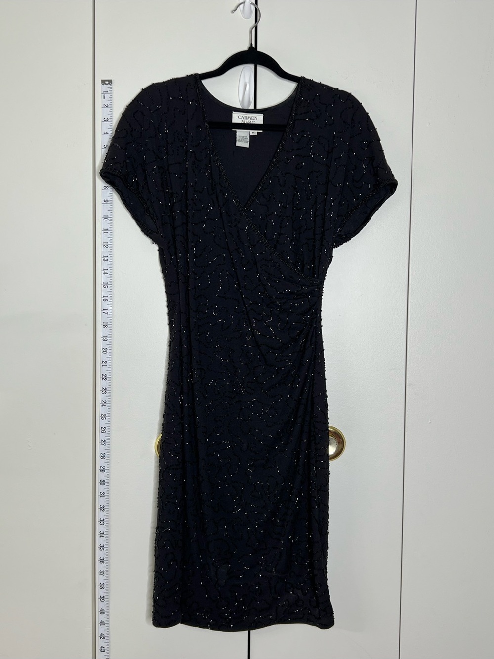 CARMEN MARC VOLVO M Black Beaded Swirl Design